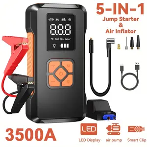 Jump Starter with Air Compressor,3500A Car Battery Jump Starter Portable (10L Gas/8L Diesel), 12V Jump Start Battery Pack Jump Box with Smart Jumper Cables, Tire Inflator, LED Light