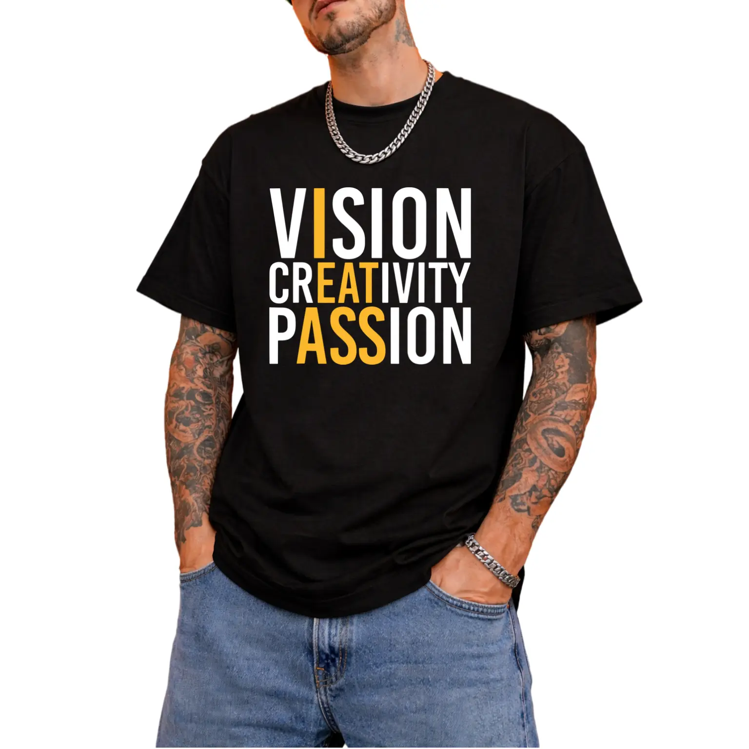Funny  Shirts, Vision Creativity Passion T-Shirt Cotton Casual Fashion  Smooth Top Basic Streetwear