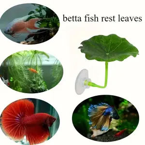 2pcs Realistic Fish Leaf Hammock, Aquarium Plastic Plants for Fighting Fish, All-Seasons Tank Decoration, Hideaway & Landscape Decor, Aquatic Plants, Fish Tank Decorations