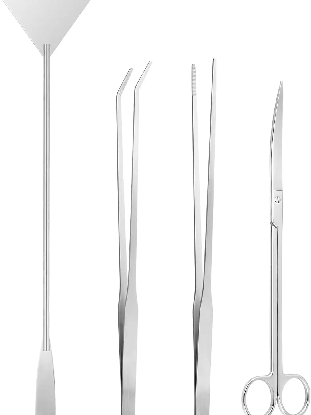 4PCS Sturdy Metal Aquascape Tools Kit - Fish Aquarium & Terrarium Cleaning Supplies for Beginners, Long Reach Long Tweezers, Feeding Tongs, Aquarium Scissors, Algae Scraper for Plant Trimming, Reptiles Use