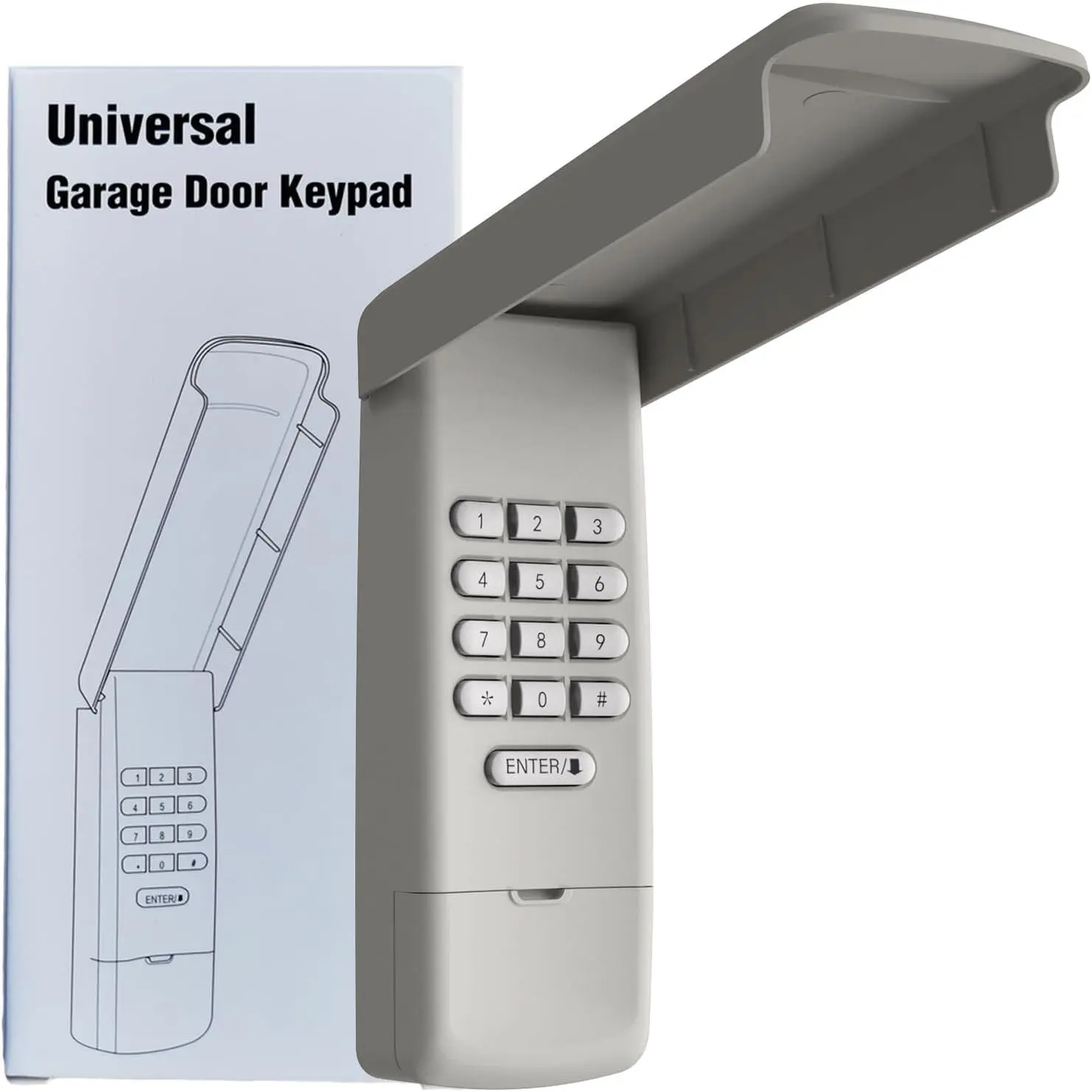 Universal Garage Door Opener Keypad Remote  Keyless Keypad Compatible with Genie LiftMaster Chamberlain Craftsman Linear Overhead Door Wayne Dalton Opener has Learn Button or Dip