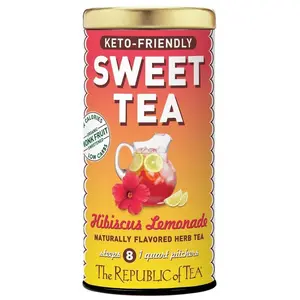 The Republic of Tea – Keto-Friendly Sweet Iced Hibiscus Lemonade Herbal Tea, 8 Large Quart-Sized Iced Tea Pouches, Naturally Caffeine-Free