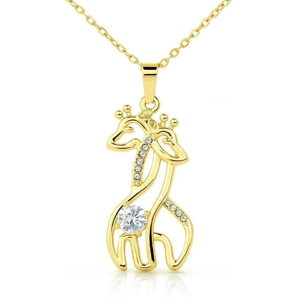 Women's Giraffe Shaped Necklace with Cubic Zirconia Pendant - Friendship-Themed Funny Gift, Fashion Costume Jewelry Accessory, Friendship-Themed Necklaces, Giraffe Shaped Necklaces