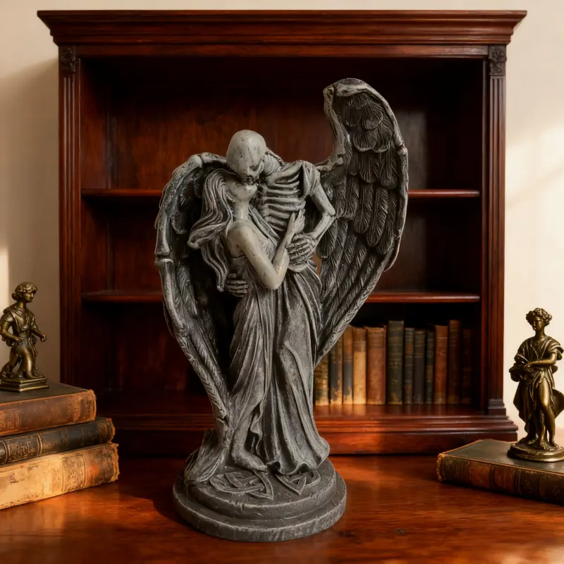 New Halloween Resin Statue Fallen Angel Death Kiss Halloween Party Decoration Figure Ornament Decorative Figurine Decorative Sculptures Figurines Decor