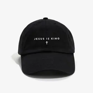 Jesus Is King Unisex Baseball Cap, Christian Graphic Hat, Fabric Iconic Logo Heat Transfer Print, Trendy Viral Minimalist Cap, Gift For Faith, For Men, Women