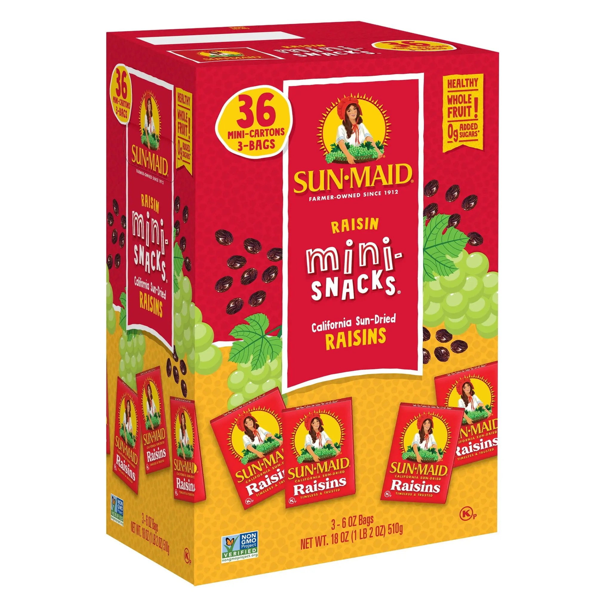 Sun-Maid California Sun-Dried Raisins Mini-Snacks, 6 oz Bags, Pack of 3 – Sweet Raisin Snacks for Home, School, Work & On-the-Go