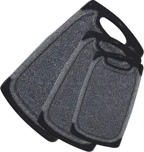 3 PCS Cutting Board, Plastic Cutting Boards With Non-Slip Feet and Deep Drip Juice Groove, Easy Grip Handle Chopping Board for Meat, Veggies, Fruits, Dishwasher safe