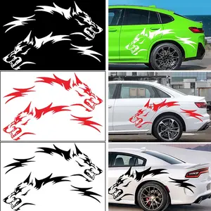 2PCS Wolf Graphics Car Body Stickers Decals Vinyl Self-Adhesive Side Strip Decal