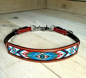 Blue Red White Aztec Beaded Wither Strap