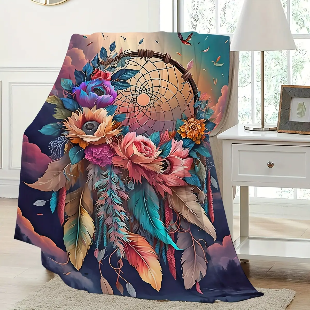 Flannel Creative Dream Catcher Net Printed Blanket Comfortable And Soft Suitable For Adults With Multiple Specifications Four-season Blanket Air Conditioning Nap Leisure Sofa Small Blanket Printed Blanket