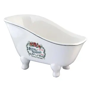 212 MAIN 8 in. Ceramic Slipper Clawfoot Tub Soap Dish - Glossy Finish Bathroom Fixture Accessory for Bathroom Organization