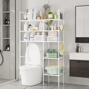 Multifunctional Bathroom Storage Rack, over Toilet Use, Multi-Layer Large Capacity, Space Saving, Easy Installation, Keep Bathrooms Organized, Bathroom Organization, Bathroom Organizing Accessories, Bathroom Organizer Supplies
