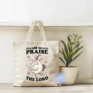 Christian Goose Tote Bag | Off to Praise the Lord Bible Study Church Bag