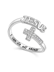 Cross Design Rhinestone Decorated Ring, Statement Ring, Adjustable Ring for Women & Girls, Fashion Jewelry for Party, Daily Clothing Decor, Trendy Jewelry for Birthday Gift