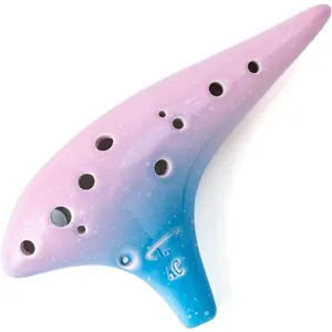 " Notes" 12 Hole Sweet Potato Ocarina Graceful Shape Pottery Ocarina in Alto C (Sea Rose)