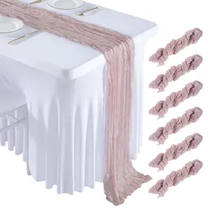 6/12 Pack Table Runner, Cheesecloth Table Runner, 10ft Table Runner, for Wedding Reception, Boho Rustic Wedding, Party, Bridal Shower Decor, Home Decor Summer Vibes Outdoor Fun