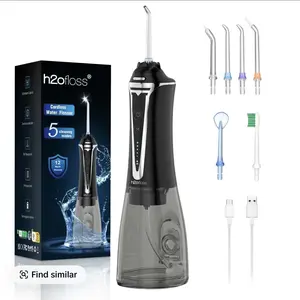 h2ofloss Water Dental Flosser TikTokShopBlackFriday -5 Modes Portable Oral Irrigator Braces Rechargeable & IPX7 Waterproof Teeth Cleaner for Home Travel P11 Black bundle sets holiday value pack stock up