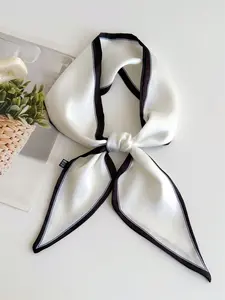 Long Thin Silk Scarf Head Neck Hair Band Bag Ribbon Satin Silk Narrow Scarf Solid Color Neck Scarves Scarf, Vintage Hairband, Woven Ribbon, Multifunctional Scarf, Bag Accessory, Fashion Hair Scarves