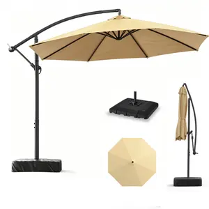 Docred Patio Umbrella Outdoor With Base, Large Cantilever 10ft Umbrella Windproof Offset Umbrellas Heavy Duty Umbrella with 360-degree Rotation for Garden Courtyards, patios, poolside, green  camping, market umbrellas