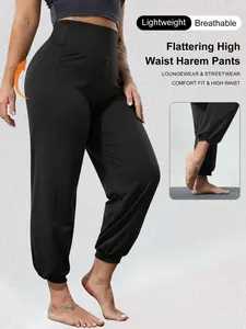 Women's Plus Size High Waist Banana Pants, Casual Sporty Trousers, High Stretch, Four-Way Stretch, Conical Design, Comfortable Fashion, Daily Wear, Versatile Style