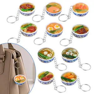 10Pcs Simulation Food Keychains, PVC Mini Flower Bowl Noodle Keyrings, Cute Creative Dollhouse Kitchen Decor, Portable Bag Pendant Key Charms for Girls Students Gift - Home Improvement.