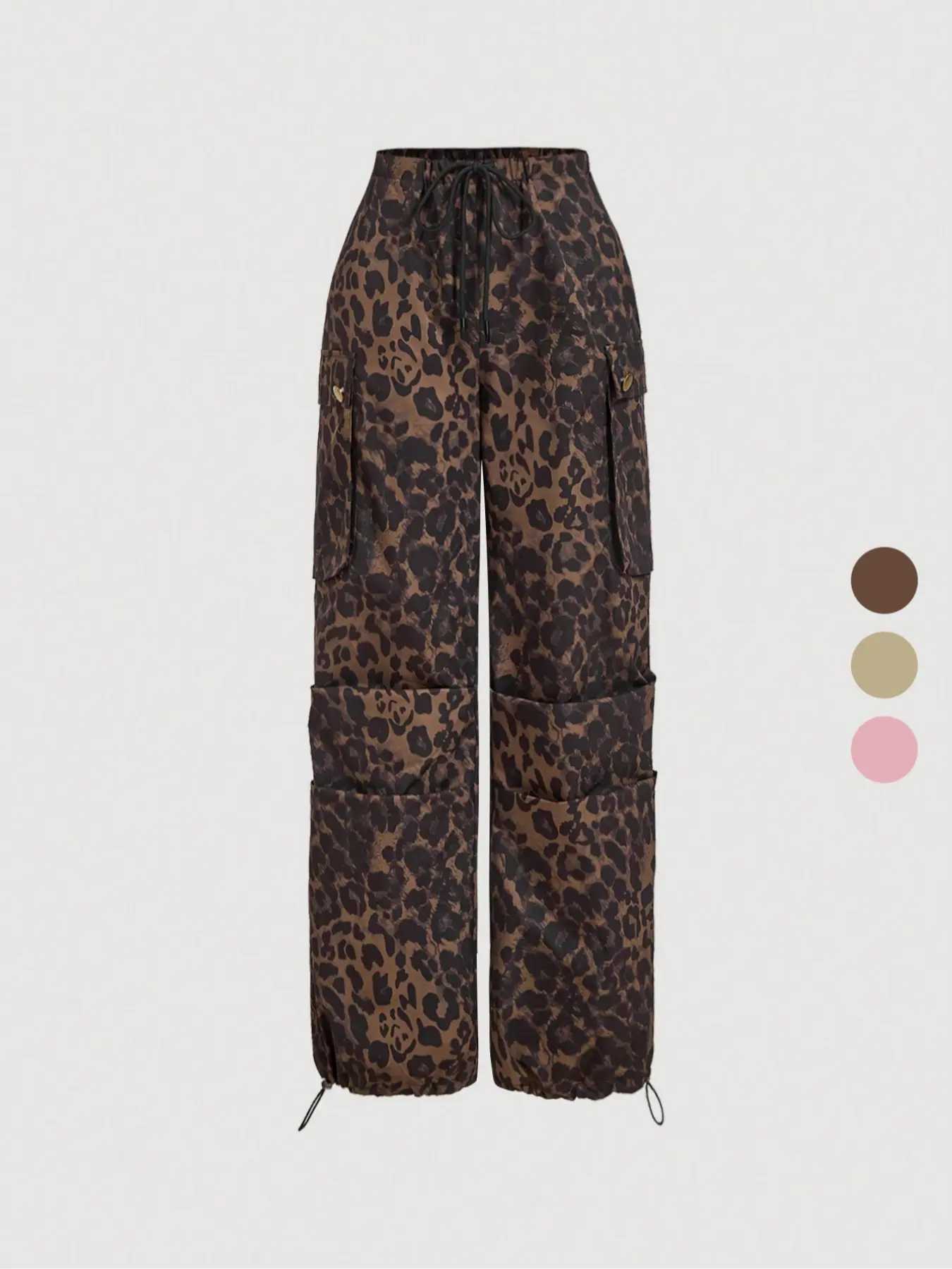 Women's Leopard Print Baggy Cargo Pants with Pockets, Casual Outdoor Pants, Casual Fashion Loose Trousers for Daily Wear, Ladies Bottoms for Summer