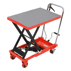 GARVEE Hydraulic Lift Table Cart 500lbs, Lift Table Capacity 28.5 Inch Lifting Height, Manual Single Scissor with 4 Wheels and Non-Slip Pad Thickness 3mm for Material Handling and Transportation