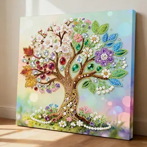 A framed pearl and diamond painting set | Diamond Painting Kit | Tree of Life Pattern, acrylic paint canvas, suitable for wall decoration in living rooms, bedrooms, and studies; a great choice for Christmas, New Year's, and birthday gifts.