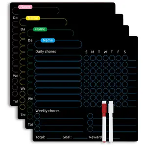 Erasable Magnetic Chore Chart, 4 Counts/set Weekly and Daily Task Organizer, Magnetic Chore Chart for Refrigerator, Home Management and Menu Planning, Fridge Calendar Magnetic