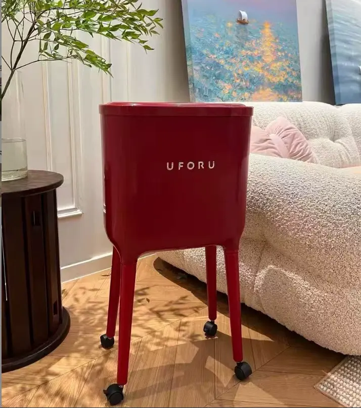 Tall Standing Wheeled Trash Can With Press Lid, Multi Functional No Bending Waste Bin, High Leg Covered Garbage Container For Kitchen, Apartment & Dining Room    Garbage can with lid   Comfortable trash can Outdoor