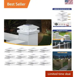 4/6 Pcs Solar Post Cap Lights Cold White IP65 Waterproof LED Deck Fence Lights for 4x4 5x5 6x6 Wooden Posts Solar Powered Garden Patio Yard Lighting
