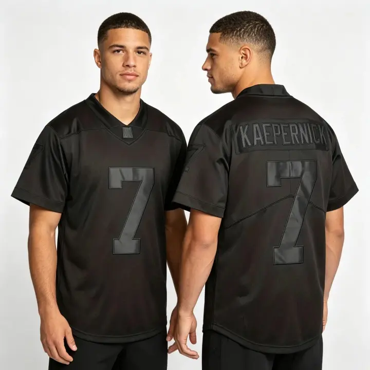 Men’s All-Black #7 Stitched Football Jersey Top - Professional Sports Fan Clothing for Game Day & Back-To-School