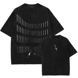 Retro Vintage Limited "Kuchiki Byakuya Bankai - Bleach" Anime Double Printed Oversized Washed Tee Unisex Oversize Anime Manga Acid Washed