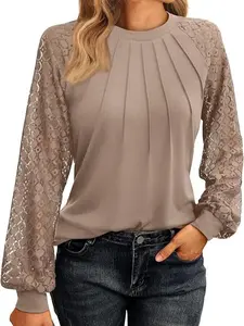 AUTOMET Womens Long Sleeve Shirts Lace Tops Business Casual Fall Fashion Outfits Clothes 2024 Knitted Y2k Blouses