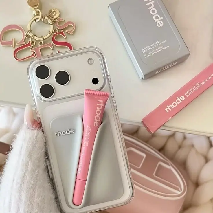 [Full Set] Rhode Phone Case With Box and Lip Gloss Set Silicone Case for iPhone 17 16 15 14 13 12 11 Pro Max Plus Lipstick Toast Espresso Ribbon Cover