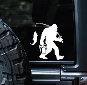 Bigfoot Fishing Vinyl Decal – 6″ Funny Sasquatch Sticker for Cars, Laptops & Walls