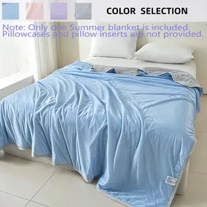 1 Double-Sided Summer Cool Quilt, Reversible Bedding, Nordic Style Air Conditioner Comforter, Breathable & Cooling Fabric, Lock Stitch to Prevent Cotton Shifting, Multi-Use for Bedroom, Sofa, Dorm, Office, Spring & Summer, Lightweight Bedding