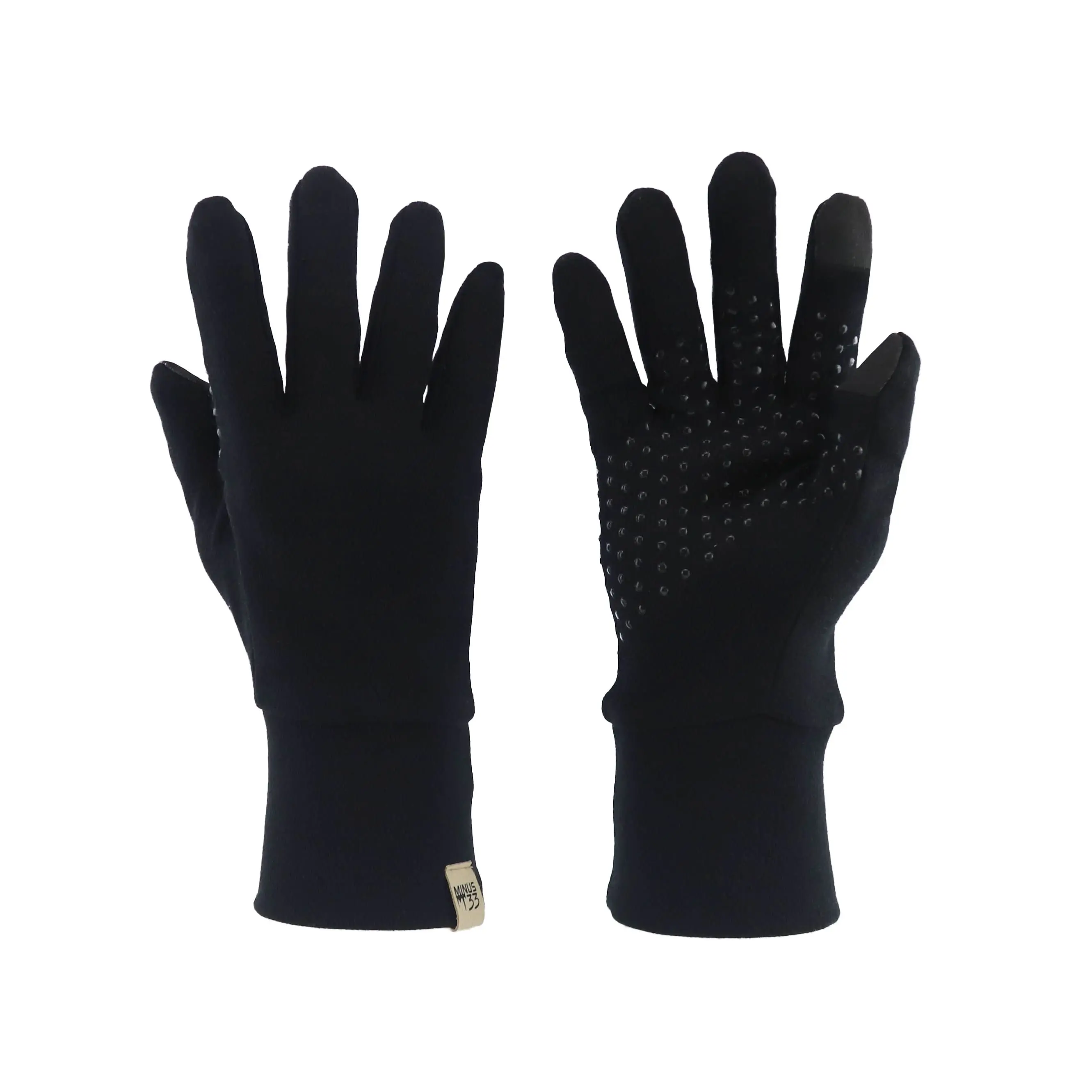 Minus33 - Lightweight 100% Merino Wool Grip-Gloves with Silicone Dots & Touchscreen Pads for Fall Winter Everyday Wear