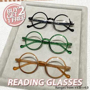 3pcs Women's Lightweight Cute Round Frame Reading Glasses, Trendy Portable Stylish Design for a Young Look, Perfect Fashion Readers, Reading Eyeglasses