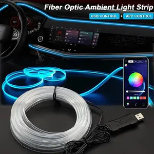 Ambient LED Light Strip for Car - Upgrade Ride Atmosphere for Commutes & Weekend Getaways, 3m USB Fiber Optic with Smartphone Customization