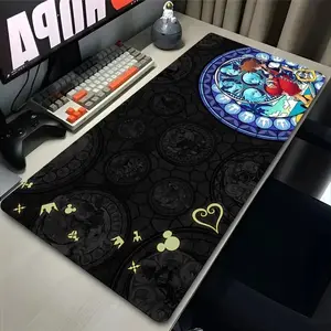 K-Kingdom & H-Hearts Anime Mouse Pad – Black Extended Desk Mat with Non-Slip Rubber Base for PC & Laptop