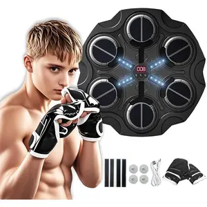 Music boxing machine sports toy, intelligent Bluetooth wall-mounted children's boxing training equipment, training mat toy with boxing gloves, suitable for boys, girls, and children (3-16 years old)