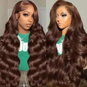 180% Density 30inch #4 Chocolate Brown/ #1 Jet Black 13x4 Body Wave Lace Front Wig Transparent Lace Wig #TikTokShopHolidayHaul