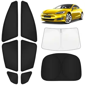 Canvcle Car Window Shades for Tesla Model S 2012-2025 2026 (No for Plaid or Long Range) Windshield Sun Shade Side Window Cover UV Block Privacy Accessories for Camping Blackout Rear Back Full 8PCS