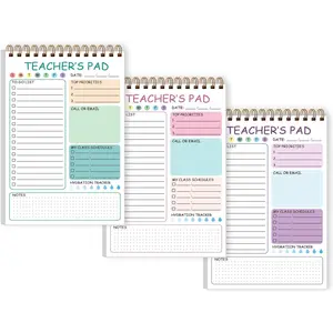 3 Pack Teacher Notepad - Spiral Checklist To Do List Notebook Organizer for Teacher Notes Tasks Appointments, Teacher Appreciation Gift, 5.8'' x 8.3''