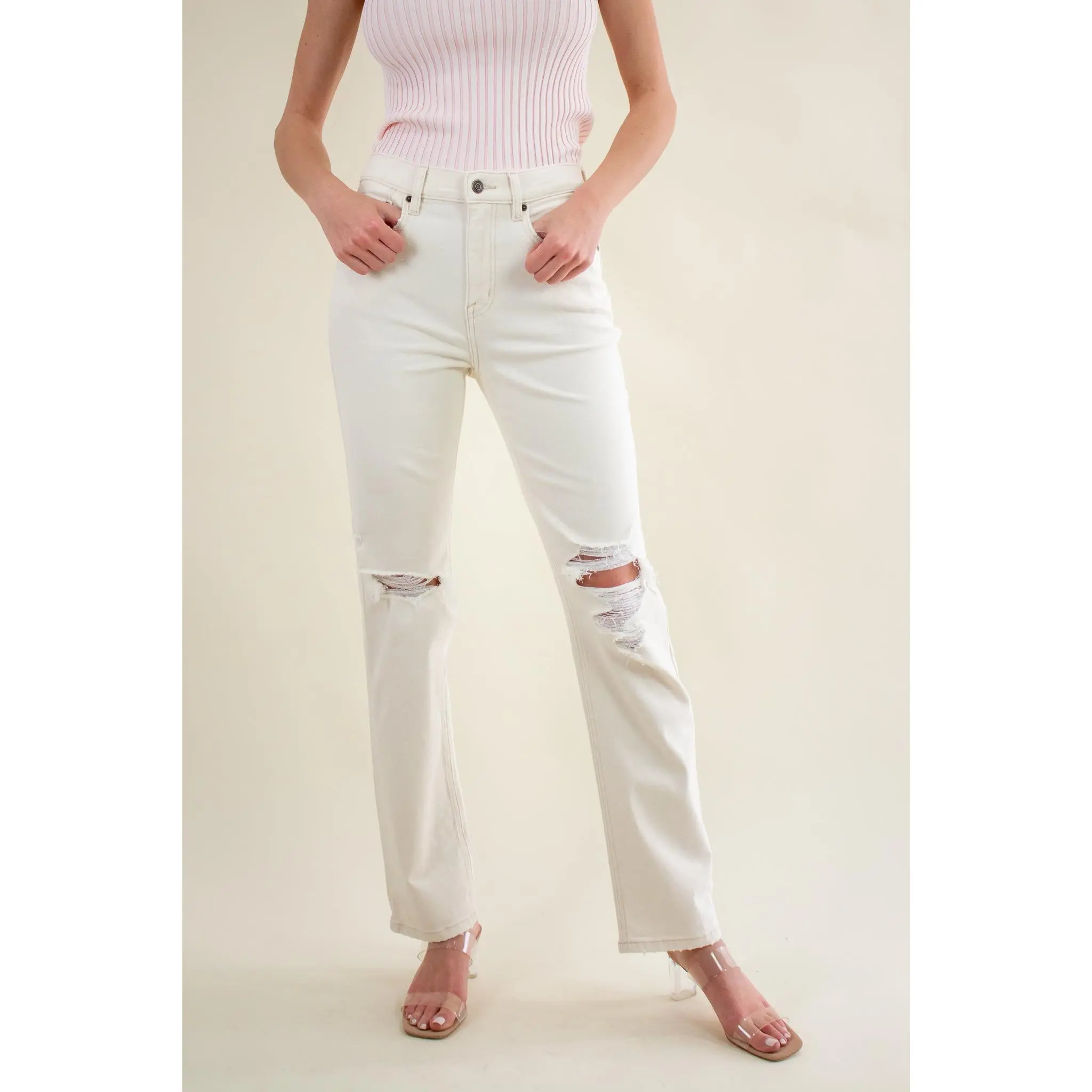 Eunina Codi Distressed Jeans Ivory