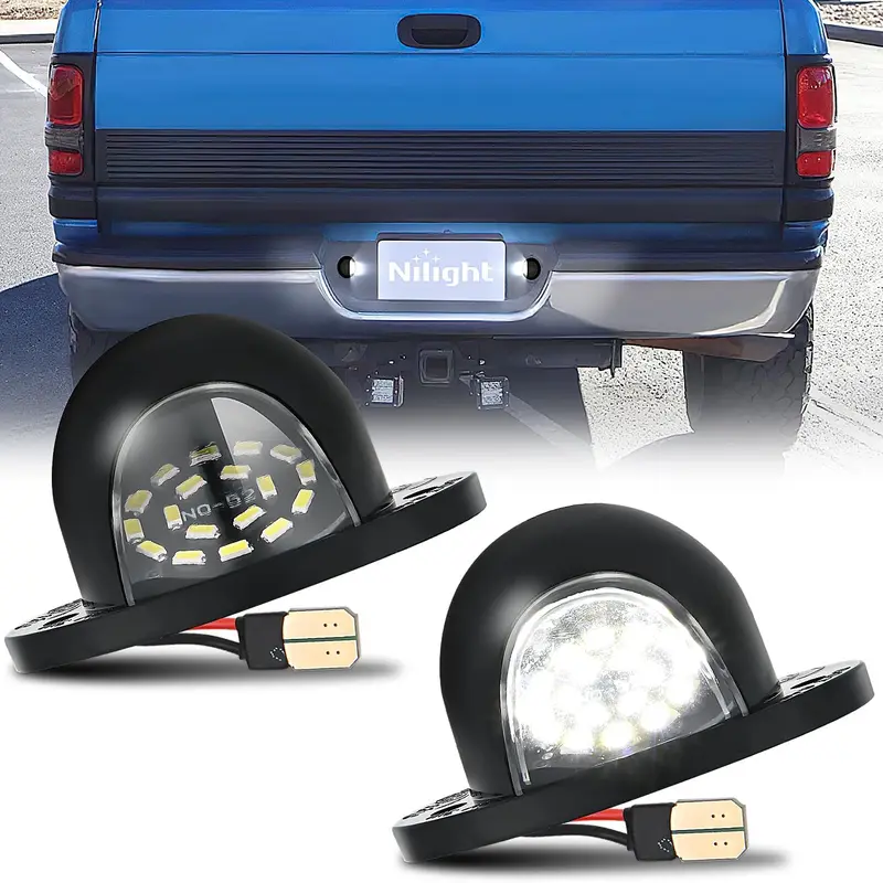 Nilight 2PCS 6000K Bright PC Lens LED License Plate Lights, 12-30V ABS Pair Set for 1994-2001 Dodge Ram 1500, 1994-2002 Ram 2500/3500, Car LED Lights Automotive Truck Accessories