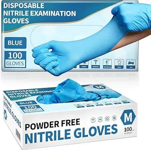 100 Pcs Medical Nitrile Exam Gloves, 4.5 Mil , Powder-Free Latex-Free Food-Safe Cooking Cleaning Disposable Glove, Blue