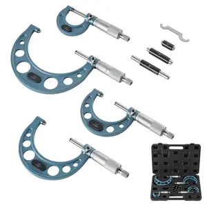 【DealsForYouDays】VEVOR 4 PCS Professional Machinist Outside Micrometer Set, 0-1"/1-2"/2-3"/3-4" Range, 0.0001 Ultra-Precision Accuracy, with Protective Case, for Metalworking & Engineering, Calipers