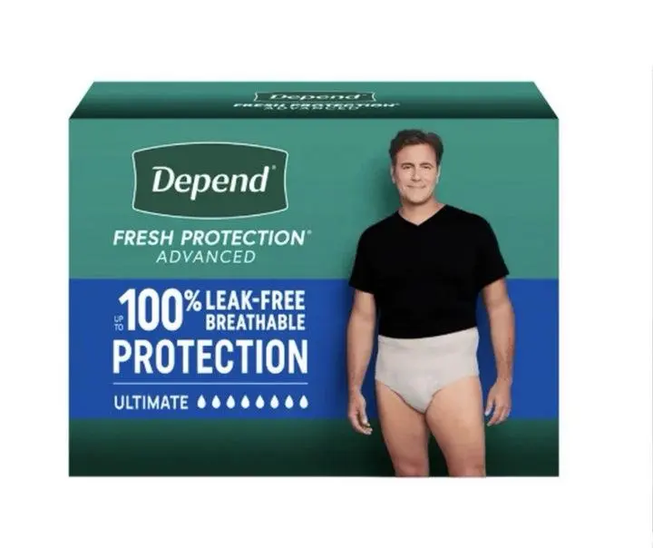 Depend Fresh Protection Incontinence Underwear for Men, Discreet Fit with Odor Control, Size M-L (32-42"), 72 Units
